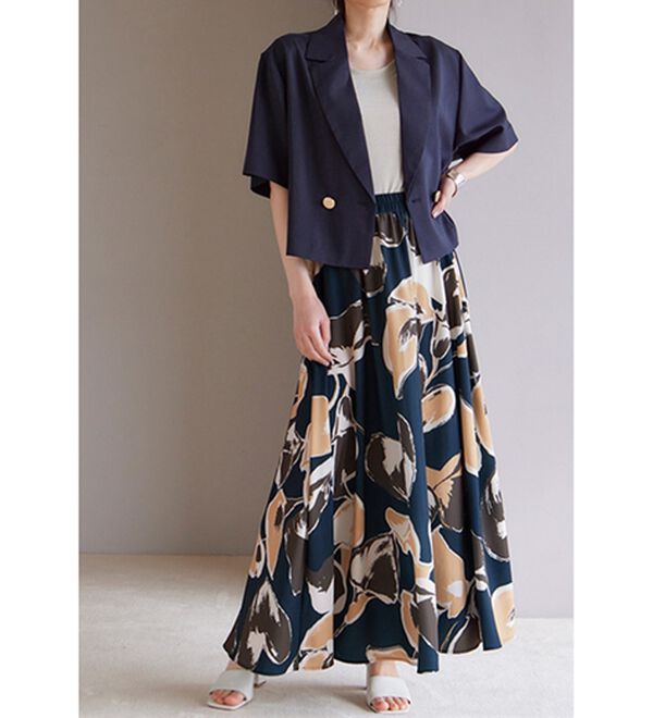 ボタニカル柄フレアーロングスカート - ベルーナ【公式】