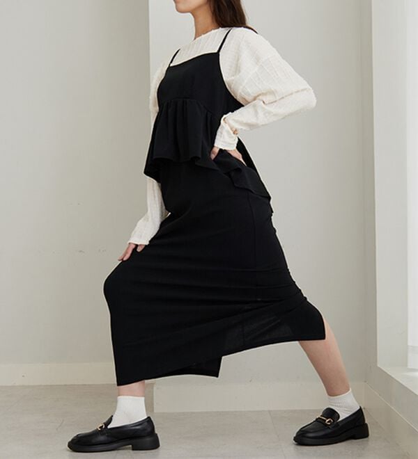 GeeRA（ジーラ）の「楽ちん！ペプラムキャミワンピース（カットソーワンピース）」｜詳細画像