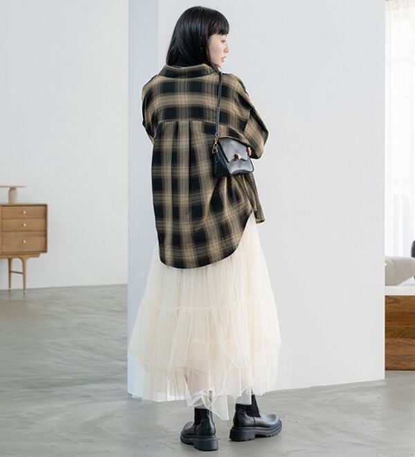 BELLUNA（ベルーナ）の「サラッと軽い！チェック柄シャツ（シャツ）」｜詳細画像