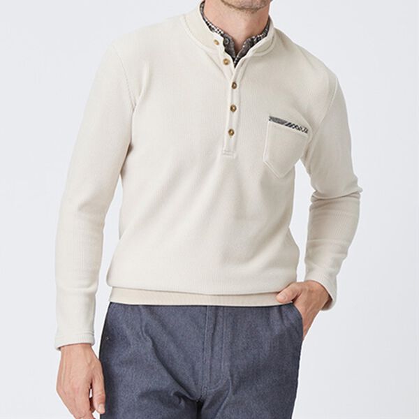 「裏ベロアのお洒落なダブル衿トレーナー（メンズトレーナー）」｜詳細画像