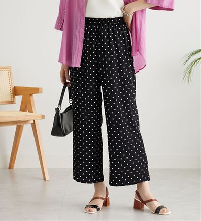 BELLUNA（ベルーナ）の「【接触冷感】ヒンヤリ冷感！プリントワイドパンツ（ワイドパンツ・ガウチョ）」