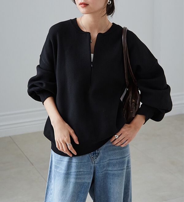 RANAN（ラナン）の「ハーフジップスウェットライクニット（ニット・セーター）」｜詳細画像