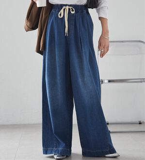 RANAN（ラナン）の「2タックワイドイージーデニムパンツ（フルレングスパンツ）」｜ブルー