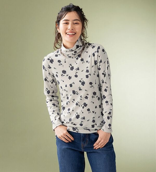 LAVIENNE（ラヴィエンヌ）の「【医師オススメ】綿１００％吸湿発熱あったかインナー　タートルネックインナー長袖（肌着・インナーウェア）」｜詳細画像