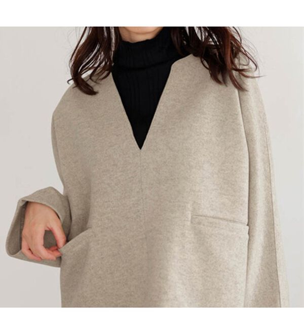 RANAN（ラナン）の「メルトン調素材深Ｖネックポンチョプルオーバー（カットソー）」｜詳細画像