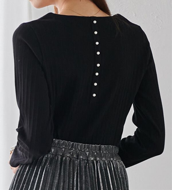 RANAN（ラナン）の「バックパール調釦リブカットソープルオーバー（カットソー）」｜詳細画像