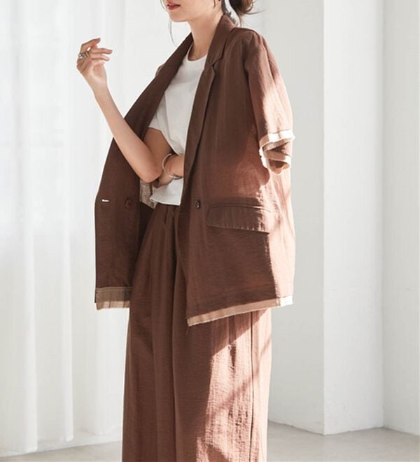 RANAN（ラナン）の「ハーフスリーブシアーシャツジャケット（テーラードジャケット）」｜詳細画像