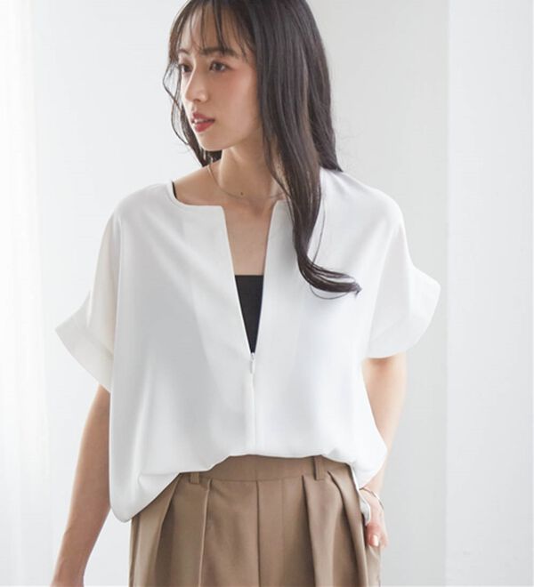 RANAN（ラナン）の「前後2WAYハーフジップブラウス（ブラウス）」｜詳細画像