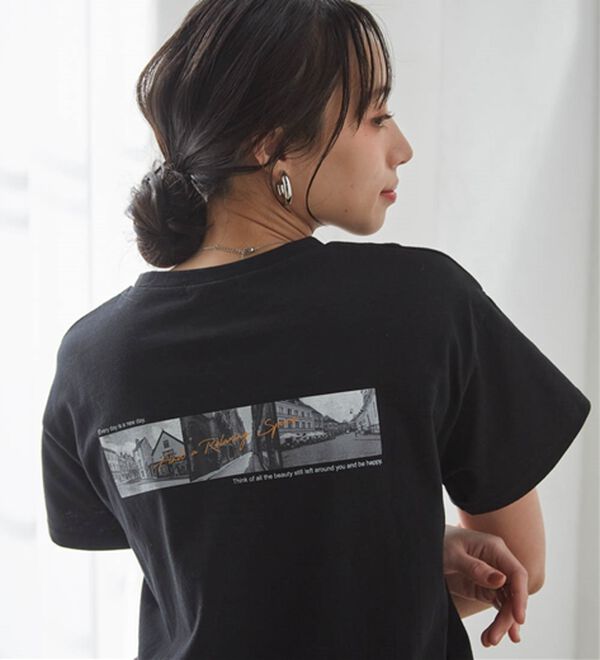 RANAN（ラナン）の「【ひんやり】ロゴプリントチュニックTシャツ（Tシャツ）」｜詳細画像