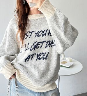 GeeRA（ジーラ）の「配色ロゴジャガードニット（ニット・セーター）」｜オフホワイト