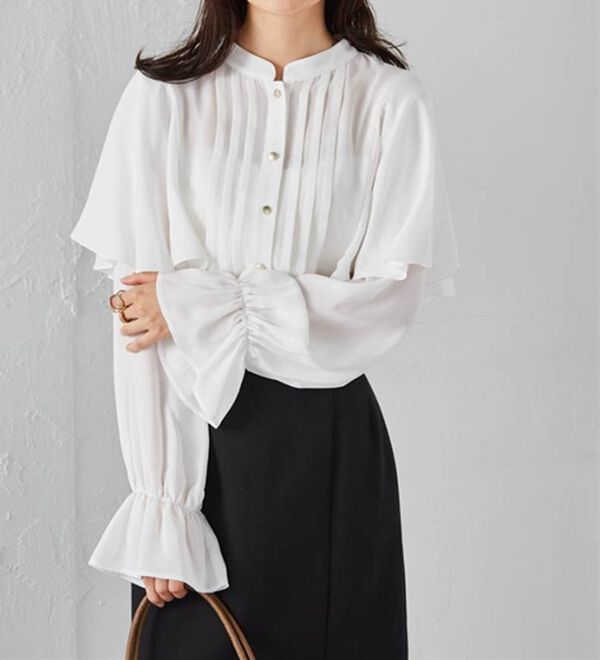RANAN（ラナン）の「ピンタックフレアー長袖ブラウス（ブラウス）」｜詳細画像