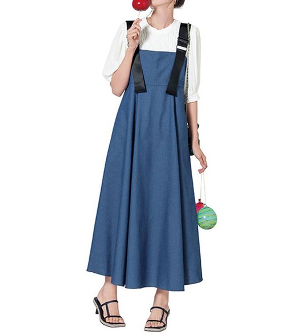 肩ベルトデザインデニムワンピース - ベルーナ【公式】