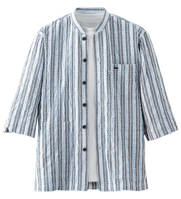 「【２色組】＜デコイ＞大人の爽快ドビー柄シャツアウター（メンズシャツ）」｜詳細画像