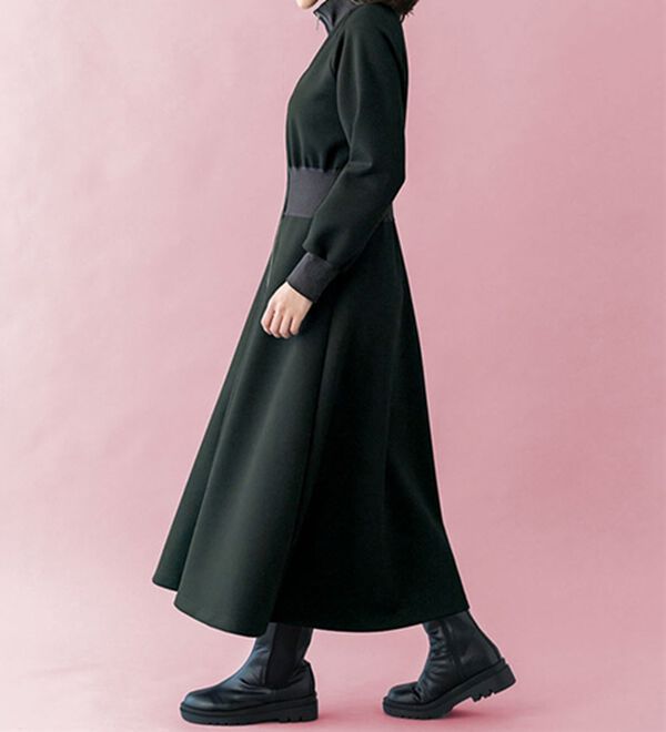 BELLUNA（ベルーナ）の「【ＳＭＡＲＴ　ＥＣＯ　ＪＥＲＳＥＹ】リブ切替ワンピース（ロングワンピース）」｜詳細画像