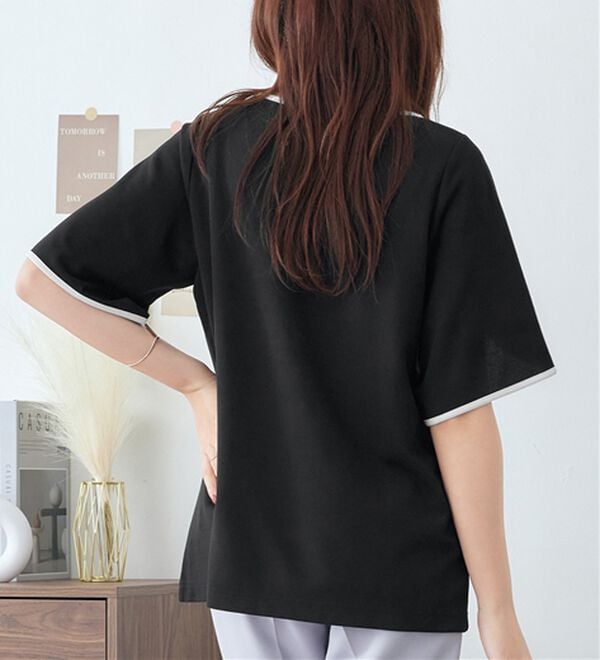 alotta（アロッタ）の「【４つの機能付】ひんやり配色デザインチューリップ袖Ｔシャツブラウス（ブラウス）」｜詳細画像