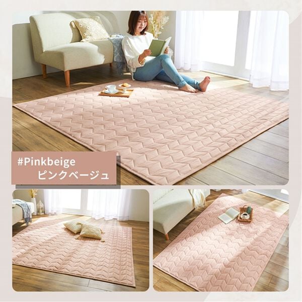 iellio（イエリオ）の「ふわふわ感触！はっ水ふっくらキルトラグ＜裏面滑り止め加工付・洗濯機で洗える・麻風・オールシーズン・おしゃれ＞（ラグ）」｜詳細画像