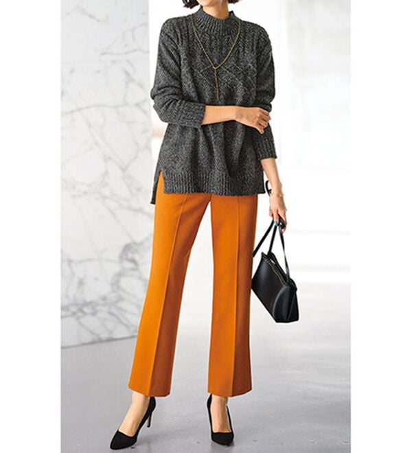 BELLUNA（ベルーナ）の「ジョーゼット素材フレアーパンツ（フルレングスパンツ）」｜詳細画像