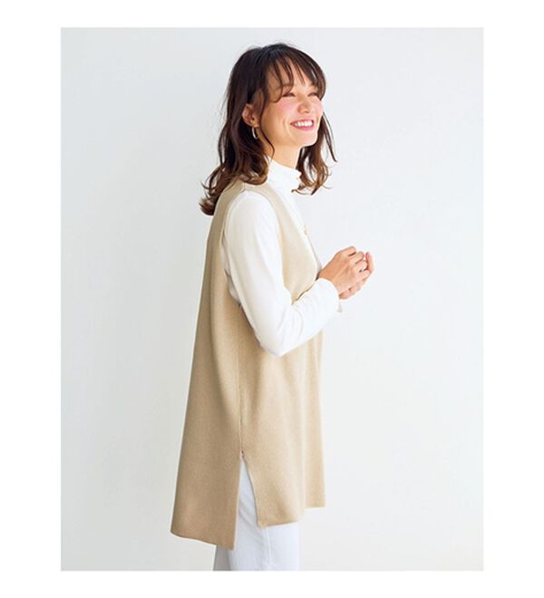 BELLUNA（ベルーナ）の「エコ素材シンプルロングニットベスト（ベスト）」｜詳細画像