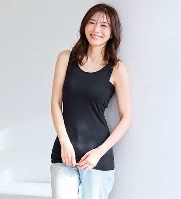 LAVIENNE（ラヴィエンヌ）の「【暑がりさん必見！】カップ付瞬間ひんやり冷感！タンクトップインナー＜さらりラボ＞（肌着・インナーウェア）」｜詳細画像
