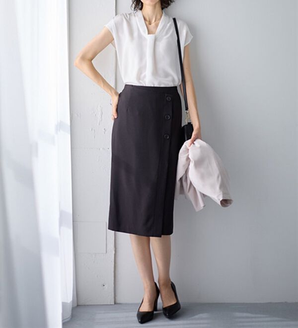 GeeRA（ジーラ）の「【２点】単品使いもできる！ベーシックブラウス＆スカートセットアップ（スカートスーツ）」｜詳細画像