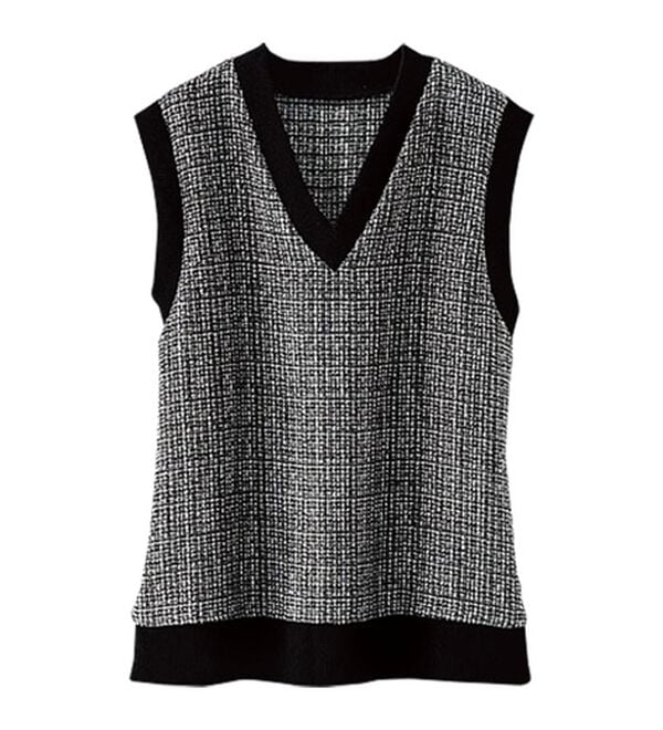 BELLUNA（ベルーナ）の「ツイード調素材Ｖネックデザインベスト（ベスト）」｜詳細画像
