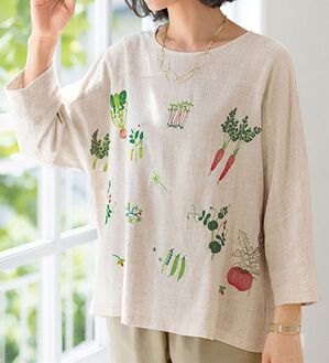 お野菜刺しゅうゆったりブラウス - ベルーナ【公式】