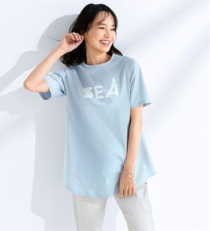 BELLUNA（ベルーナ）の「＜ＳＥＡ　ＢＲＥＥＺＥ＞ひんやり冷感！プリントチュニック（チュニック）」｜フレッシュサボン(ブルー)