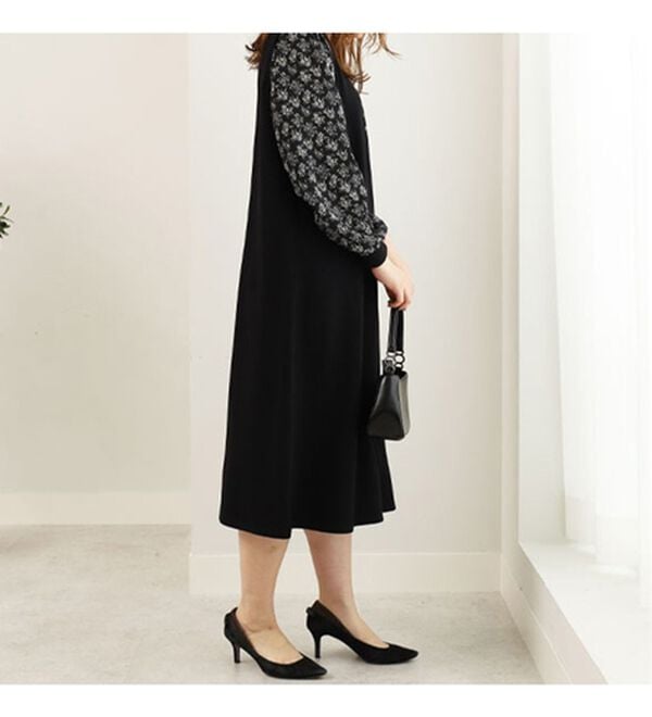 BELLUNA（ベルーナ）の「ジャカード素材袖切替ワンピース（カットソーワンピース）」｜詳細画像