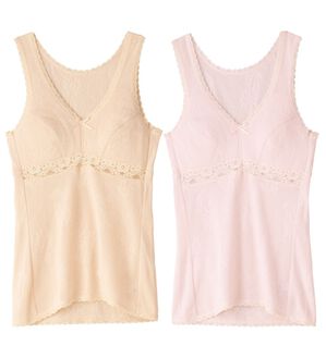 「【２色組】綿メッシュブラキャミ（ブラトップ・カップ付きインナー）」｜2色組