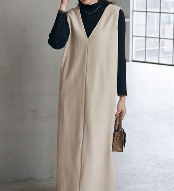 RANAN（ラナン）の「あったか裏ベロアニットコールジャンパースカート（ジャンパースカート）」｜詳細画像