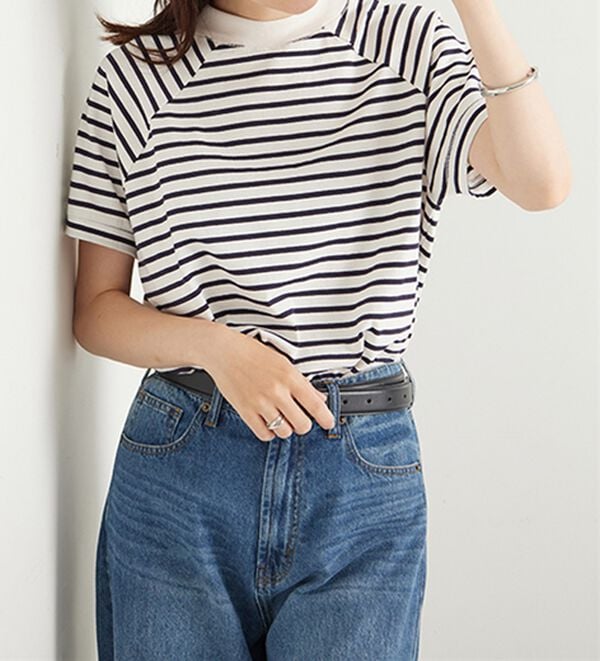 BELLUNA（ベルーナ）の「華奢見せ！しっかり素材コットン１００％Ｔシャツ（カットソー）」｜詳細画像