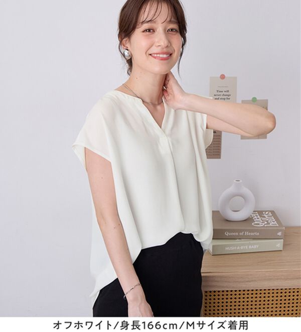 Viola e Viola（ヴィオラ エ ヴィオラ）の「さらさらＥＡＳＹスキッパーフレンチスリーブブラウス（ブラウス）」｜詳細画像