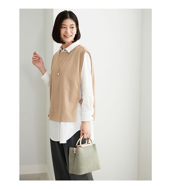 BELLUNA（ベルーナ）の「カットソージャカード素材ベストアンサンブル（アンサンブル）」｜詳細画像