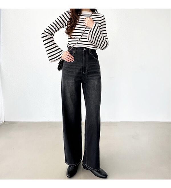 GeeRA（ジーラ）の「ハイウエストストレートデニム（ワイドパンツ・ガウチョ）」｜詳細画像