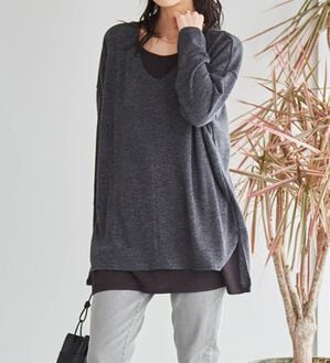 RANAN（ラナン）の「レイヤード風ニットソーチュニック（チュニック）」｜モノトーン系