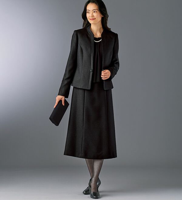 BELLUNA（ベルーナ）の「洗える防しわ北陸ジャカード使いワンピースアンサンブル（ブラックフォーマル（喪服・礼服））」｜詳細画像