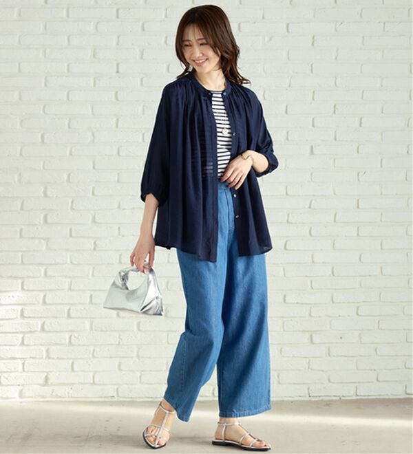 BELLUNA（ベルーナ）の「スラブ素材ギャザーデザインブラウス（ブラウス）」｜詳細画像