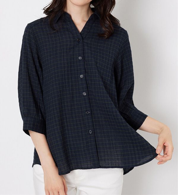 BELLUNA（ベルーナ）の「スキッパー衿ぽこぽこ素材ブラウス（ブラウス）」｜詳細画像