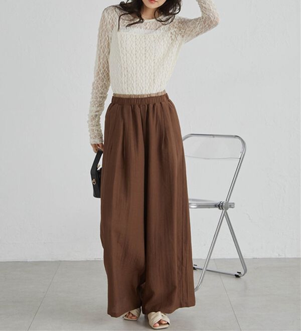 RANAN（ラナン）の「ダブルウエストシアーイージーパンツ（ワイドパンツ・ガウチョ）」｜詳細画像