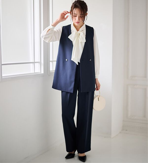 RANAN（ラナン）の「【２点セット】洗える！多機能バックフリルベストセットアップ（パンツスーツ）」｜詳細画像