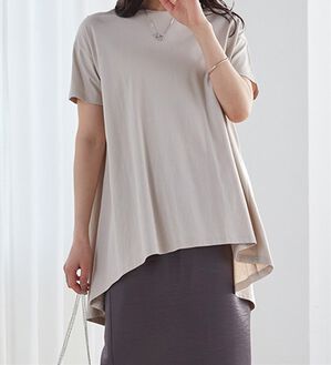 RANAN（ラナン）の「＜ＢＣ＞綿１００％ひんやりフレアーシルエットチュニック（カットソー）」｜ライトグレー