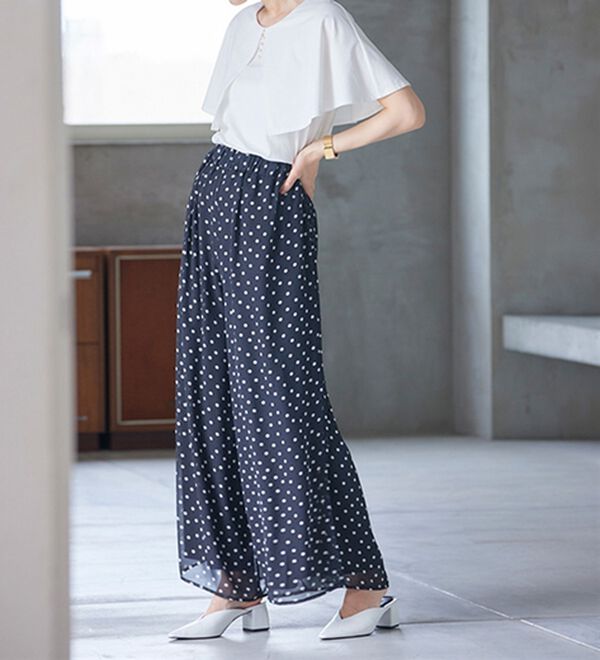 RANAN（ラナン）の「ひんやり！サイドスリットシフォンパンツ（フルレングスパンツ）」｜詳細画像