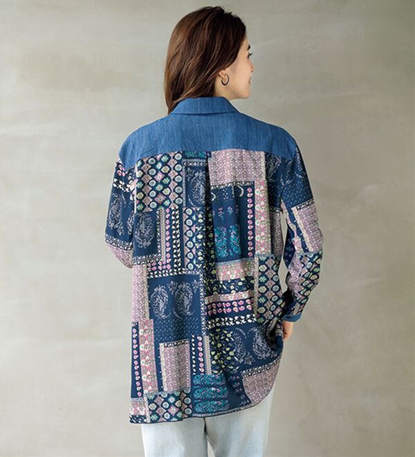 ルフラン（ルフラン）の「華やか柄シャツチュニック（シャツ）」｜詳細画像