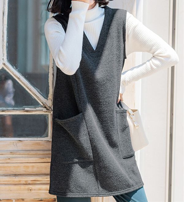 BELLUNA（ベルーナ）の「杢調素材ポケットデザインジャンパードレス（ジャンパースカート）」｜詳細画像