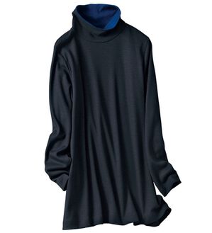 VINNO（ヴィノ）の「＜日本製＞シルキーウール１００％プルオーバー（カットソー）」｜ネイビー