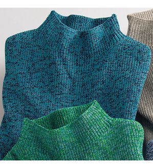 「＜イネド　オム＞杢調ボトルネックセーター（メンズニット・セーター）」｜ブルー