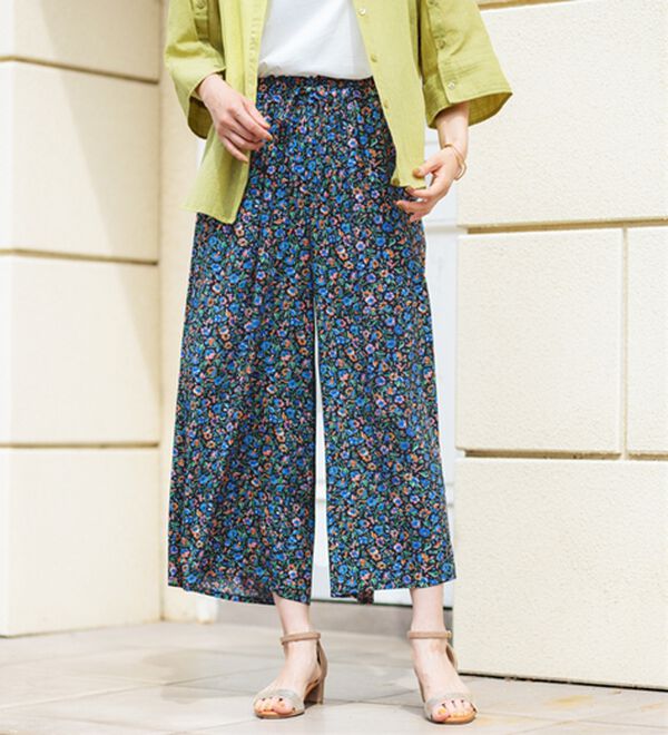 BELLUNA（ベルーナ）の「【接触冷感】レーヨン素材プリントワイドパンツ（ワイドパンツ・ガウチョ）」｜詳細画像