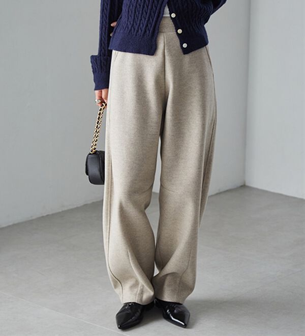 RANAN（ラナン）の「フェイクウールバレルレッグカーブパンツ（フルレングスパンツ）」｜詳細画像