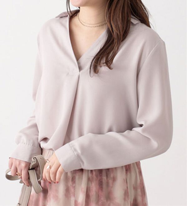 BELLUNA（ベルーナ）の「ジョーゼットスキッパーシャツチュニック（シャツ）」｜トープ