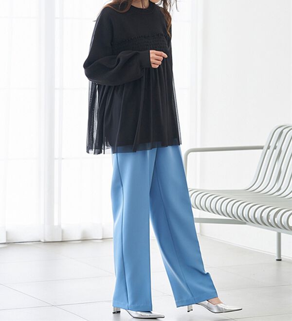 RANAN（ラナン）の「洗える！ビスチェ風チュールドッキングニット＜ムースタッチライト＞（ニット・セーター）」｜詳細画像